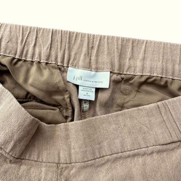 J. Jill Linen Stretch Elastic Waist Pull-On Cropped Pants, Beige Tan, MP - Picture 4 of 8